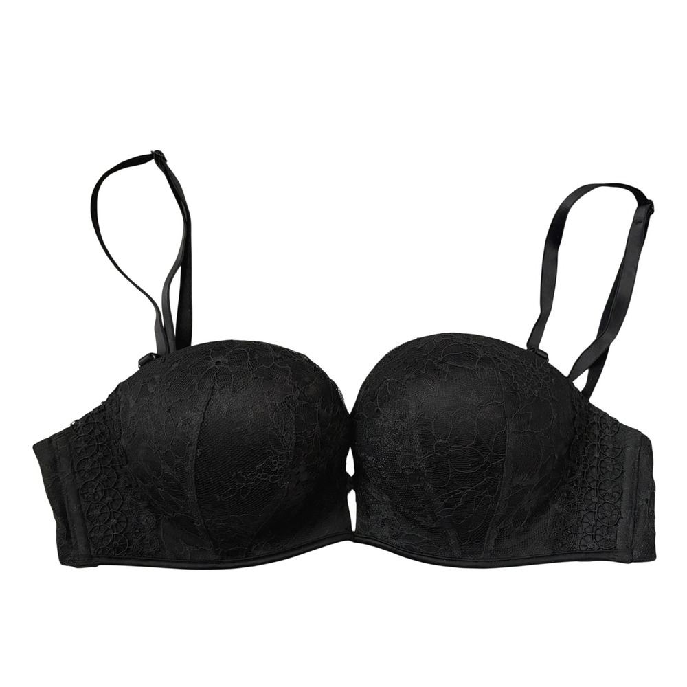 Victorias Secret Bombshell Multiway Bra Black Lace Push Up Underwire 36A